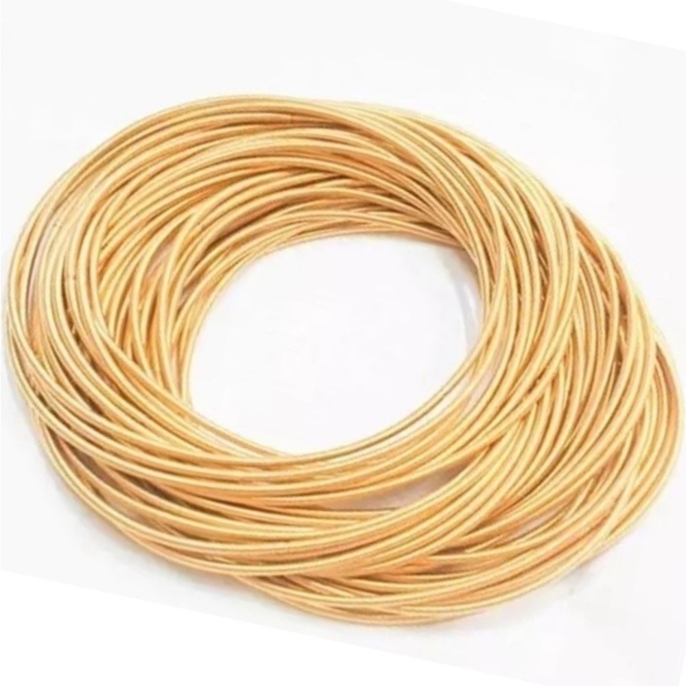 NEW Guitar String Bangles Set Stacking Bracelets Gold Plated‎ Stretchy Metal